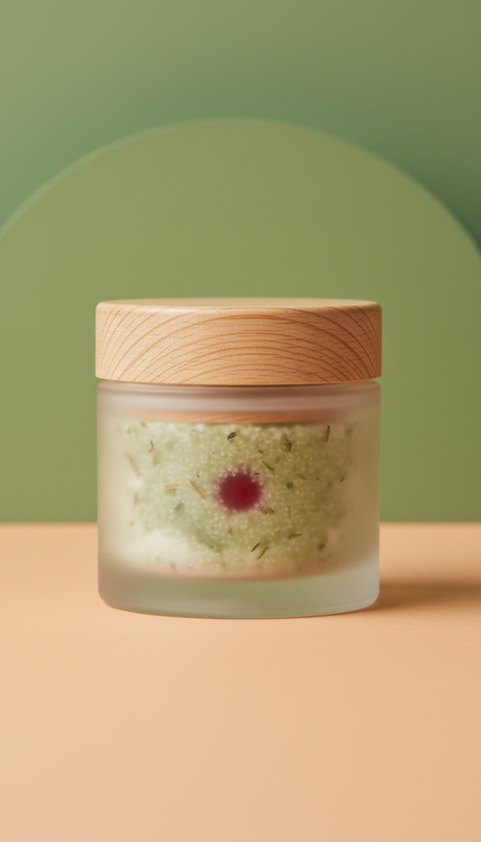 Fresh herb botanical lip scrub jar